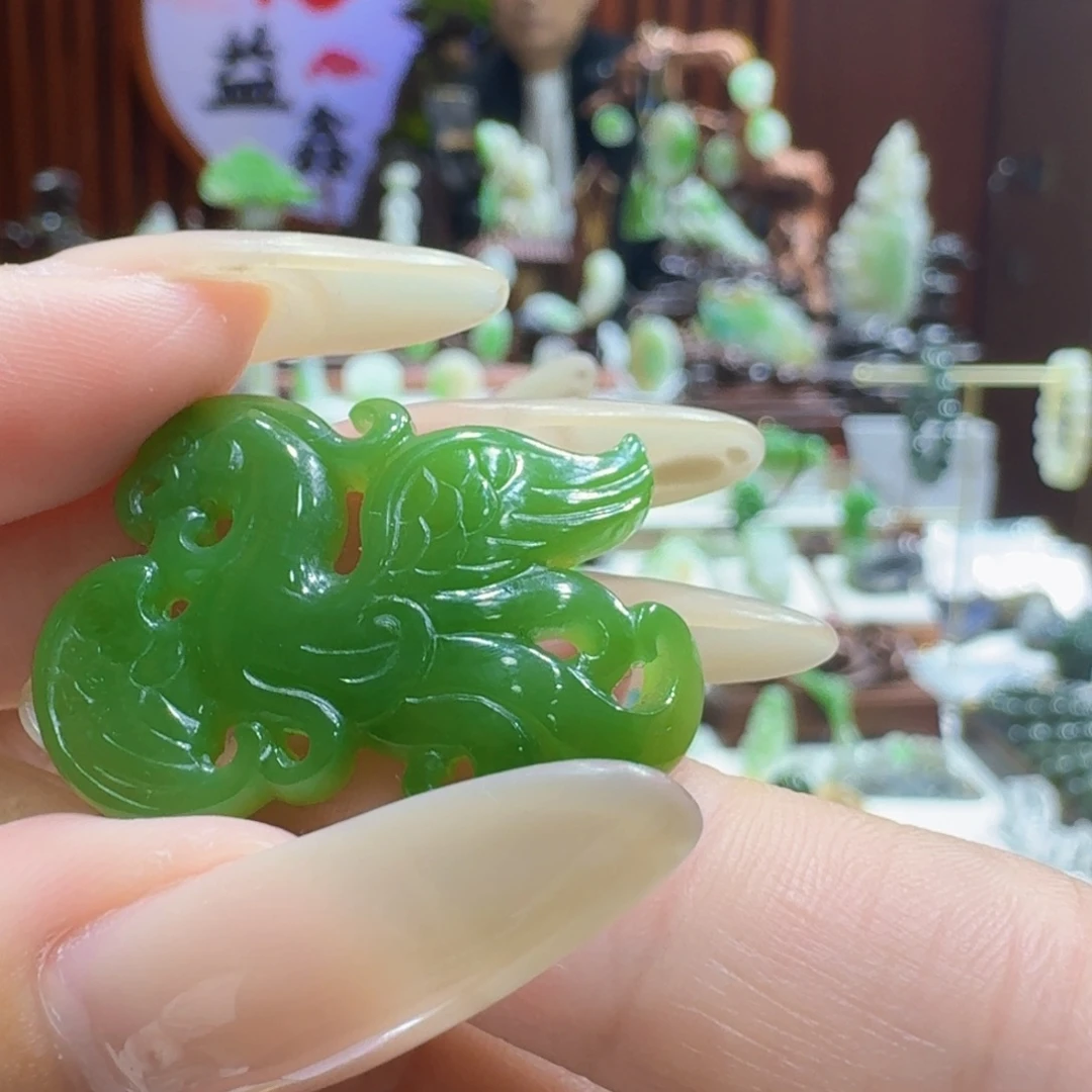 和田玉（碧玉）未镶嵌挂件碧玉凤凰