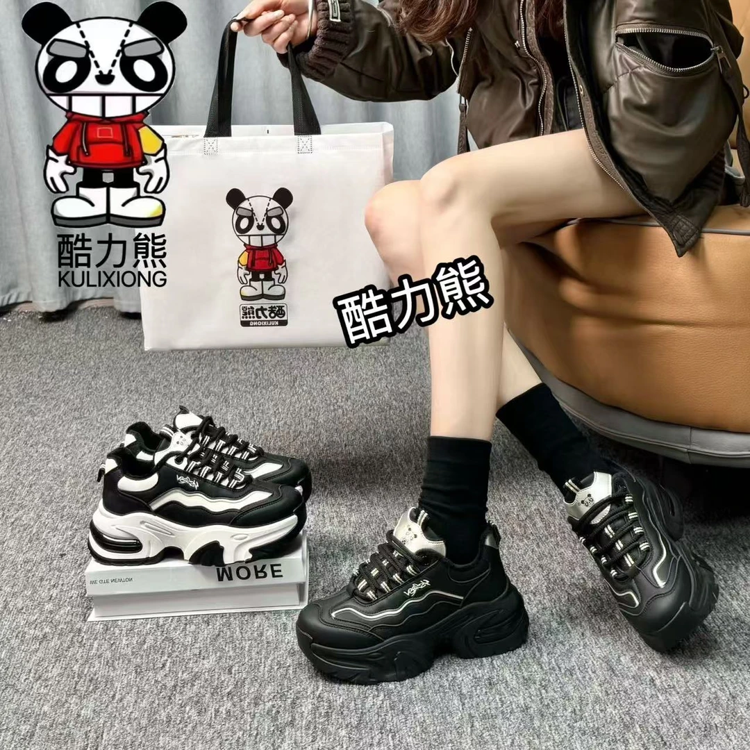 黑金气垫  酷力熊2025新款厚底气垫老爹鞋百搭休闲鞋女鞋007