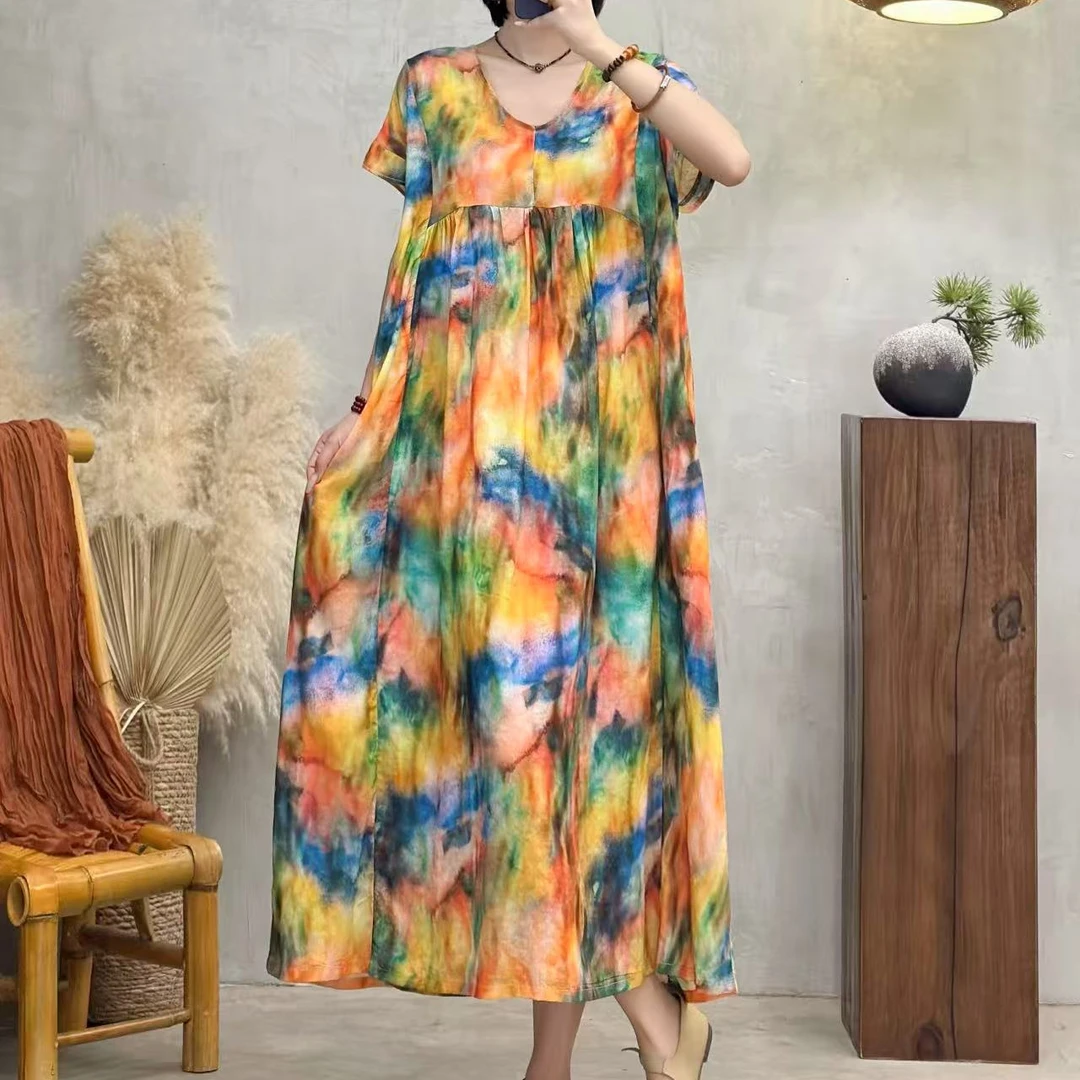 11224新款夏季减龄洋气时尚宽松显瘦碎花连衣裙QZ