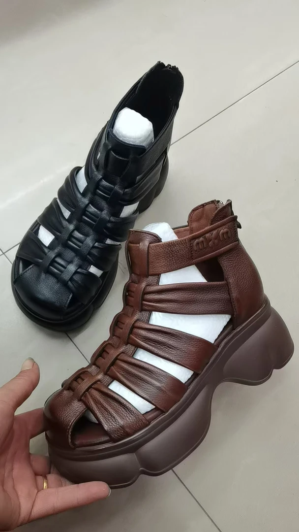 鞋子新款上市头层牛小牛皮五公分发泡大底高端时尚