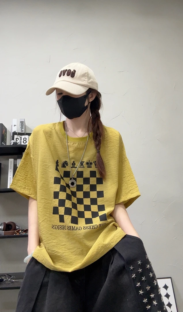 大码女装夏季宽松冰丝印花耐脏t恤