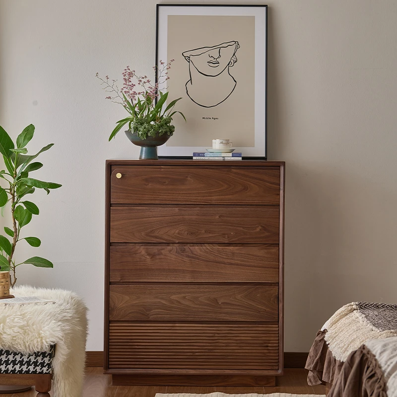 北美黑胡桃木五斗柜简约简约北欧抽屉式