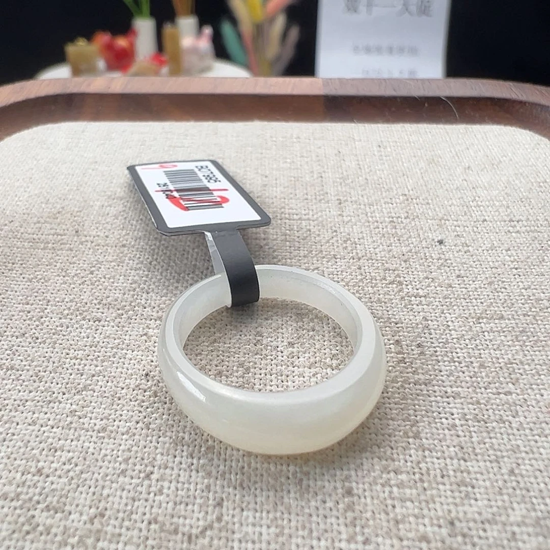 和田玉（糖玉）9K金镶嵌戒指K98月光白小馒头16.1 不退换