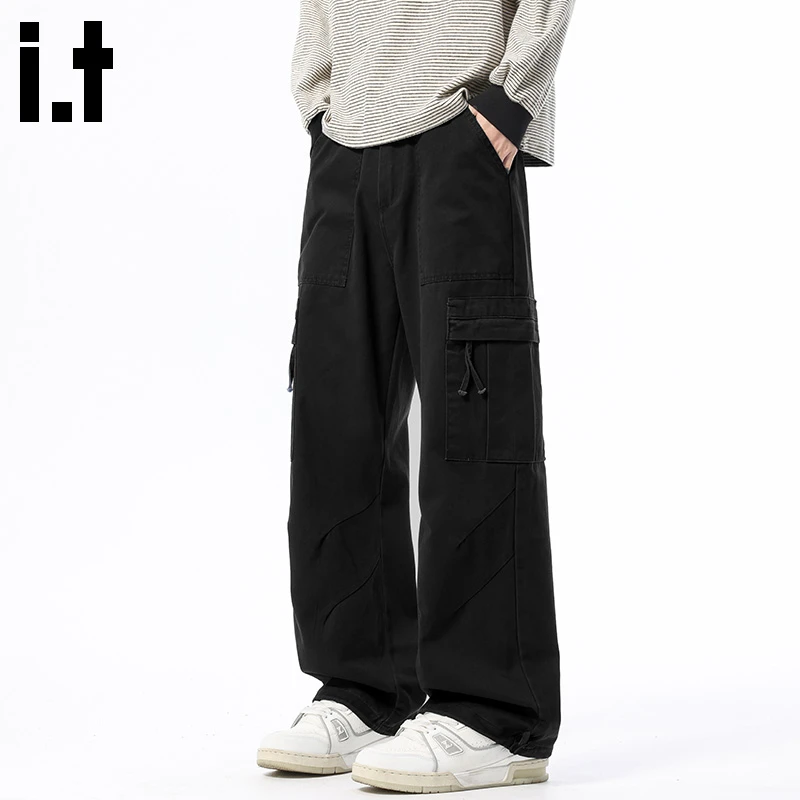 i.t:CHOCOOLATE纯棉工装休闲裤男款2025秋冬新款宽松潮流直筒裤子