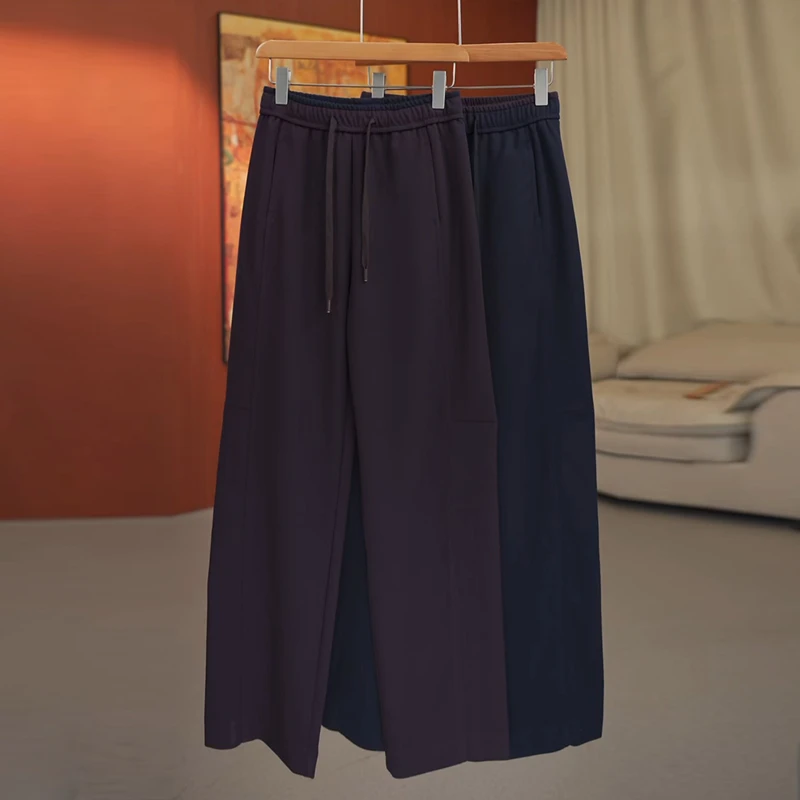 高腰显瘦百搭弯刀裤女2025秋冬新款百搭休闲裤弹力舒适抽绳直筒裤