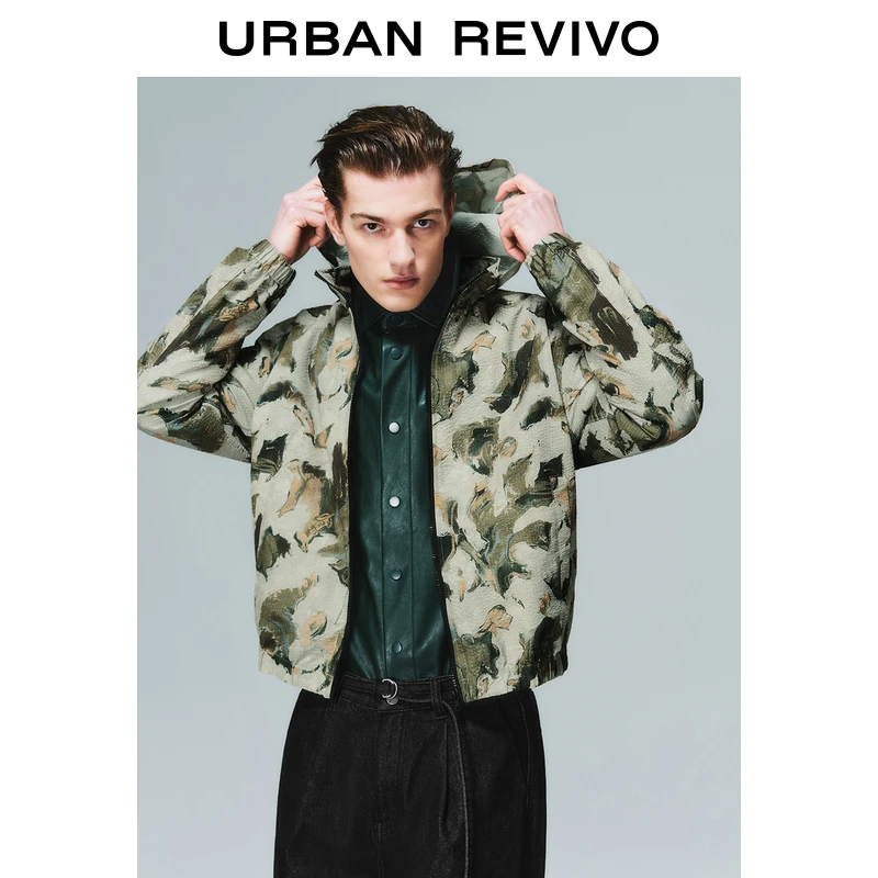 UR2025春季新款男装户外休闲印花连帽夹克外套UMF150023