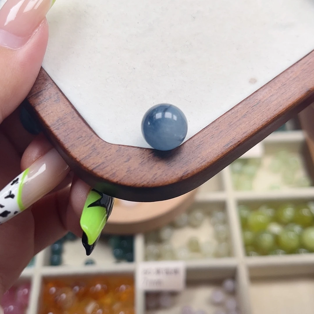 珠宝半成品紫晶未镶嵌蓝兔毛11mm