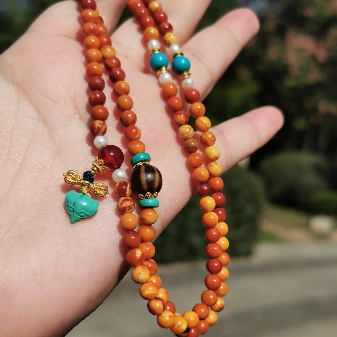 11114西亚老蜡佛珠 挂件