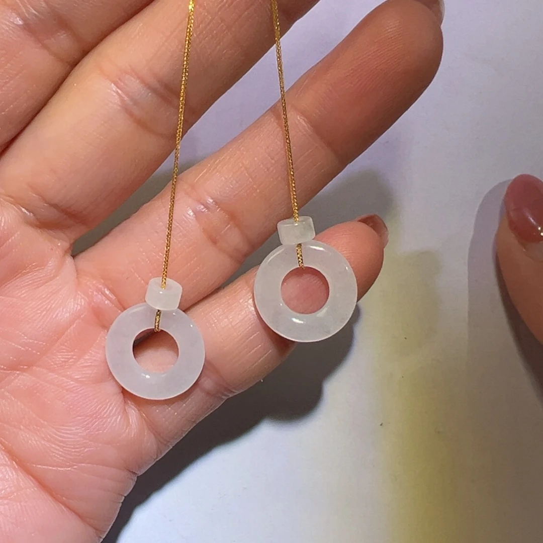 翡翠耳饰18K金镶嵌耳环