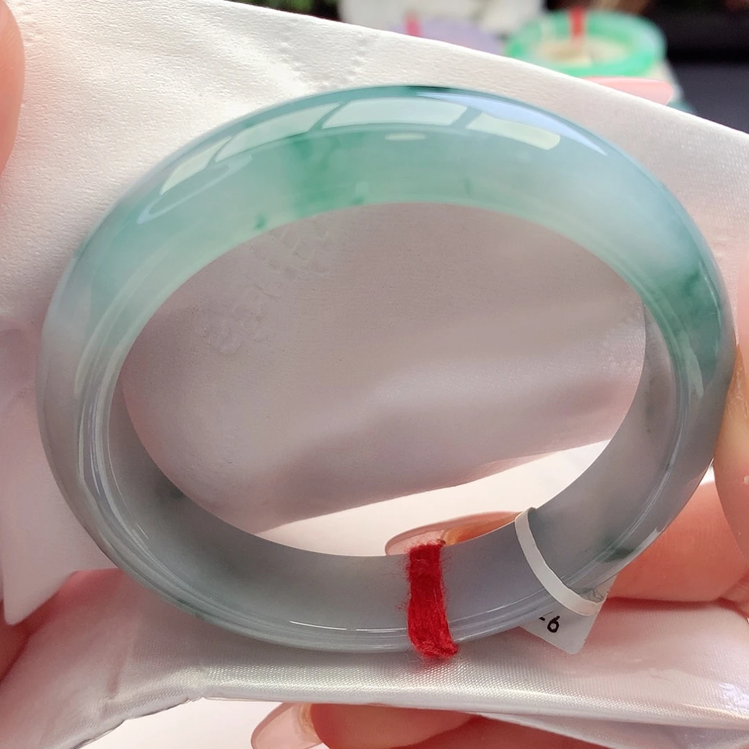 未镶嵌手镯翡翠天然A货翡翠57-58蓝底蓝花 古香古色19号