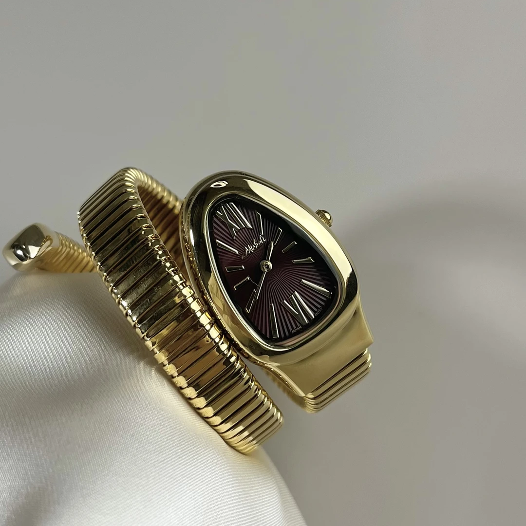 新款双圈蛇头手表个性小众设计感女士手表可调节大小气质手镯腕表