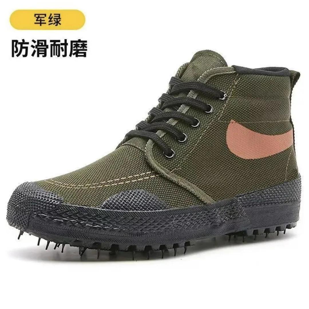 劳保鞋建筑工地鞋高帮工作鞋防滑耐磨作训鞋黄胶鞋农田户外工作鞋