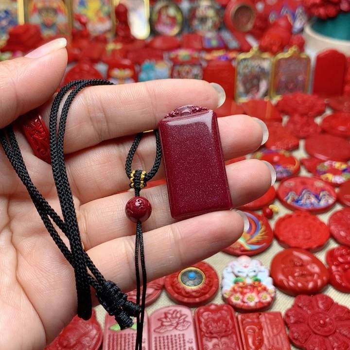 天然辰砂工艺品朱砂吊坠