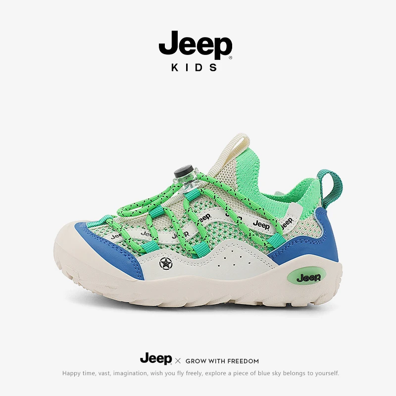 jeep儿童鞋子女童2025春季新款网面透气休闲运动鞋防滑男童跑步鞋