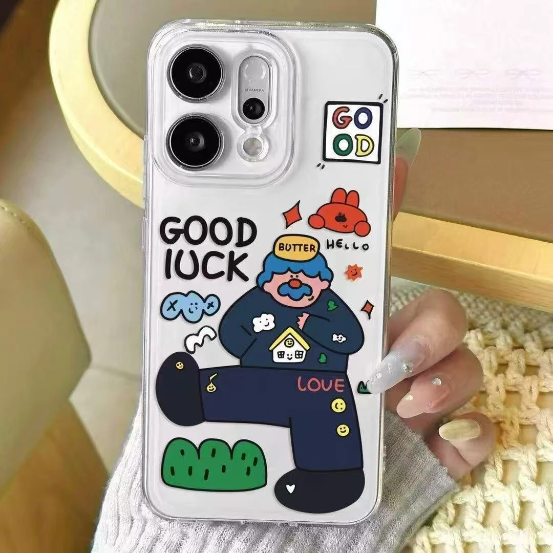 卡通老头适用iPhone16Promax透明15手机壳14苹果13大孔12防摔软壳