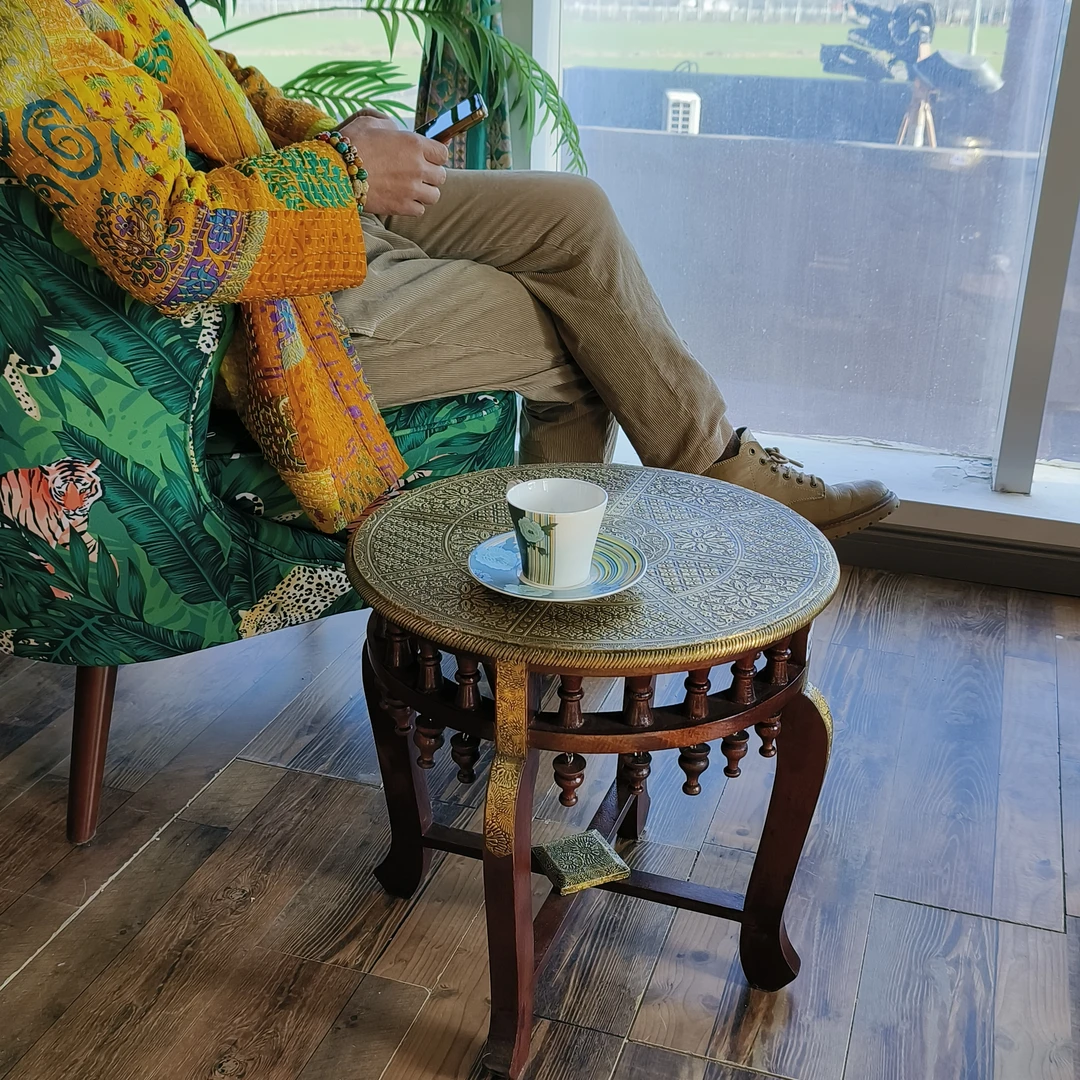 印度进口实木网红茶几艺术装饰摆件边几小桌子圆形沙发几 换鞋凳