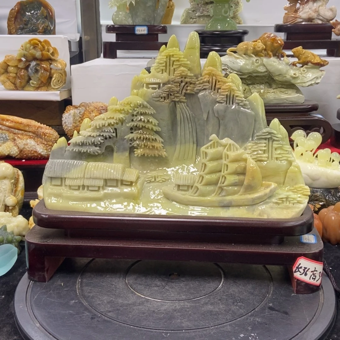 石材天然岫岩玉摆件