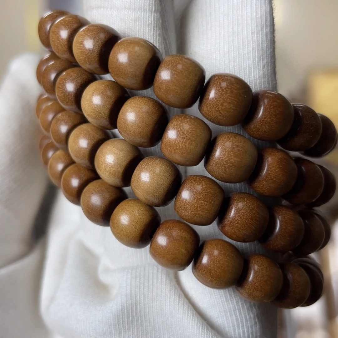 檀香木手串/手链老山檀香老料顺纹直切鼓珠7×8×108