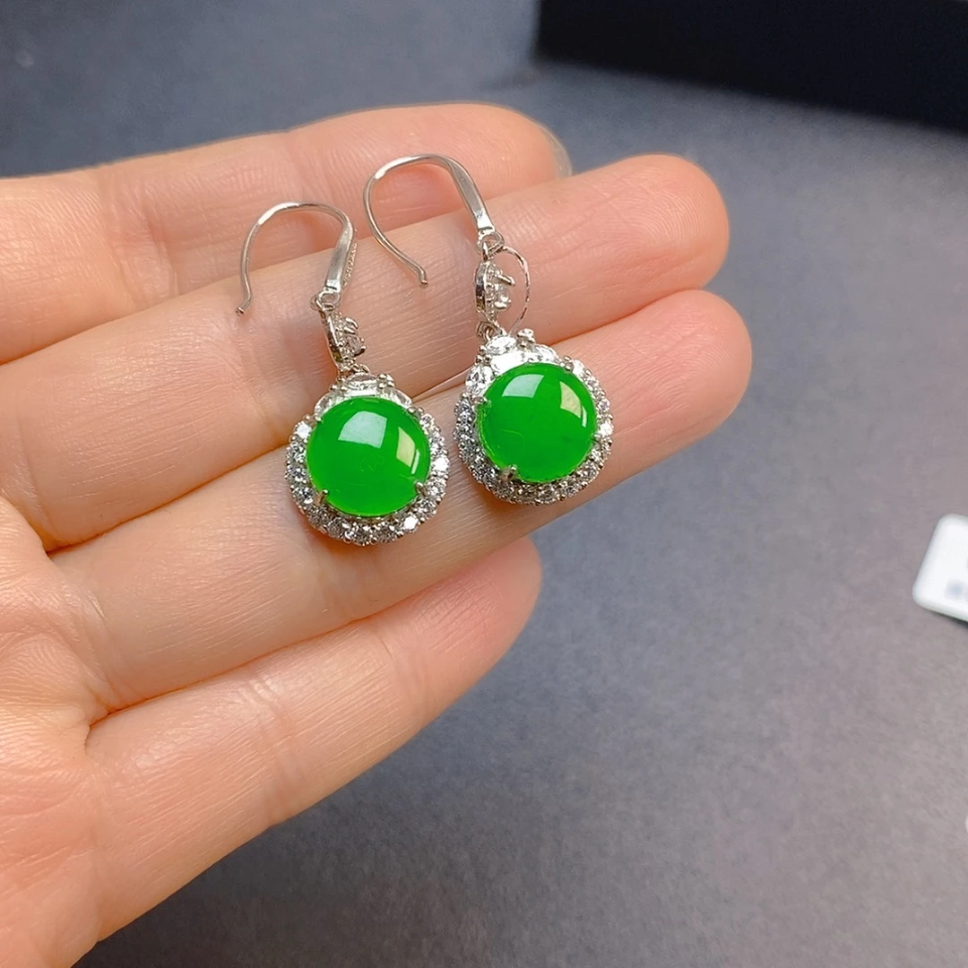 翡翠银S925镶嵌耳饰