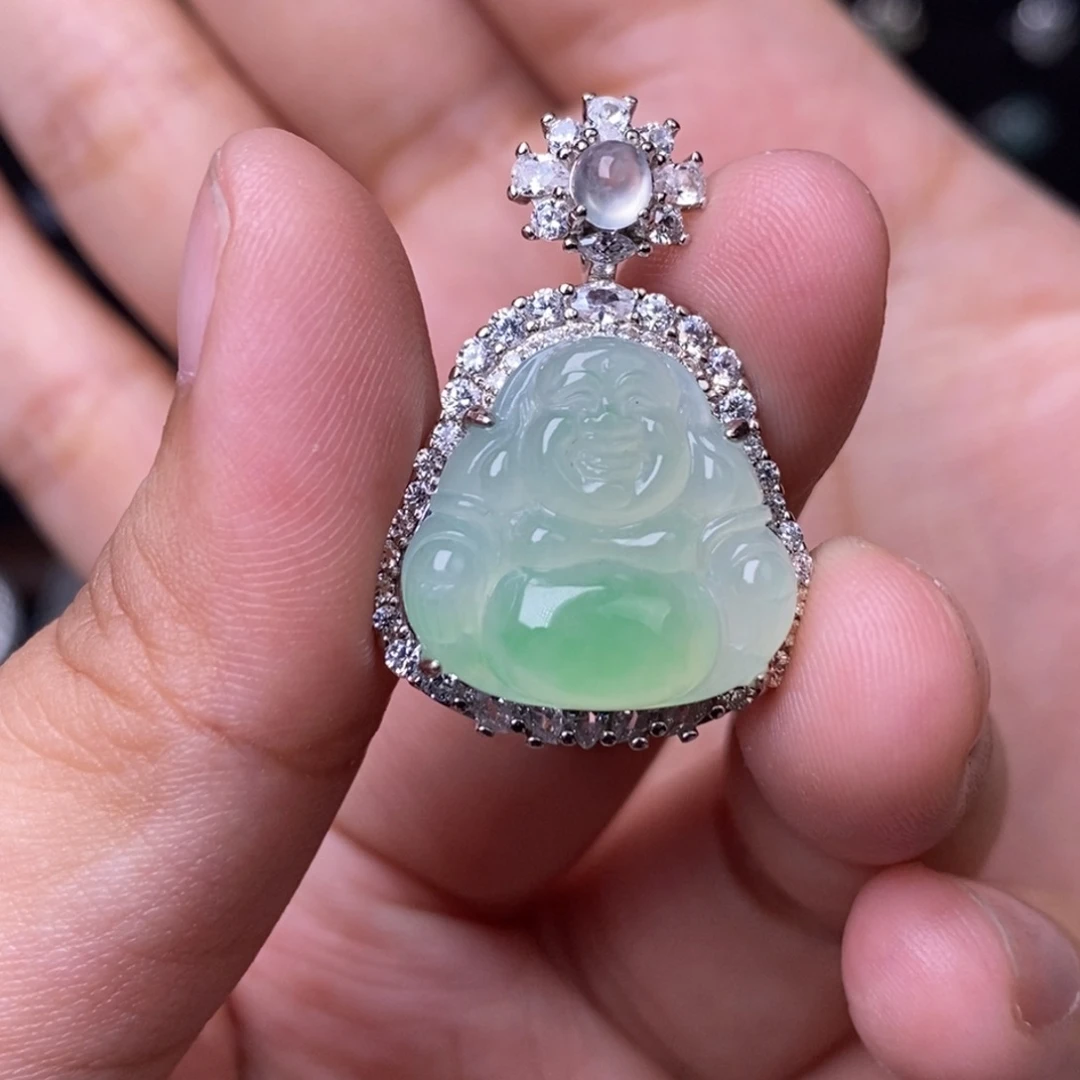 翡翠银S925镶嵌吊坠(赠链)