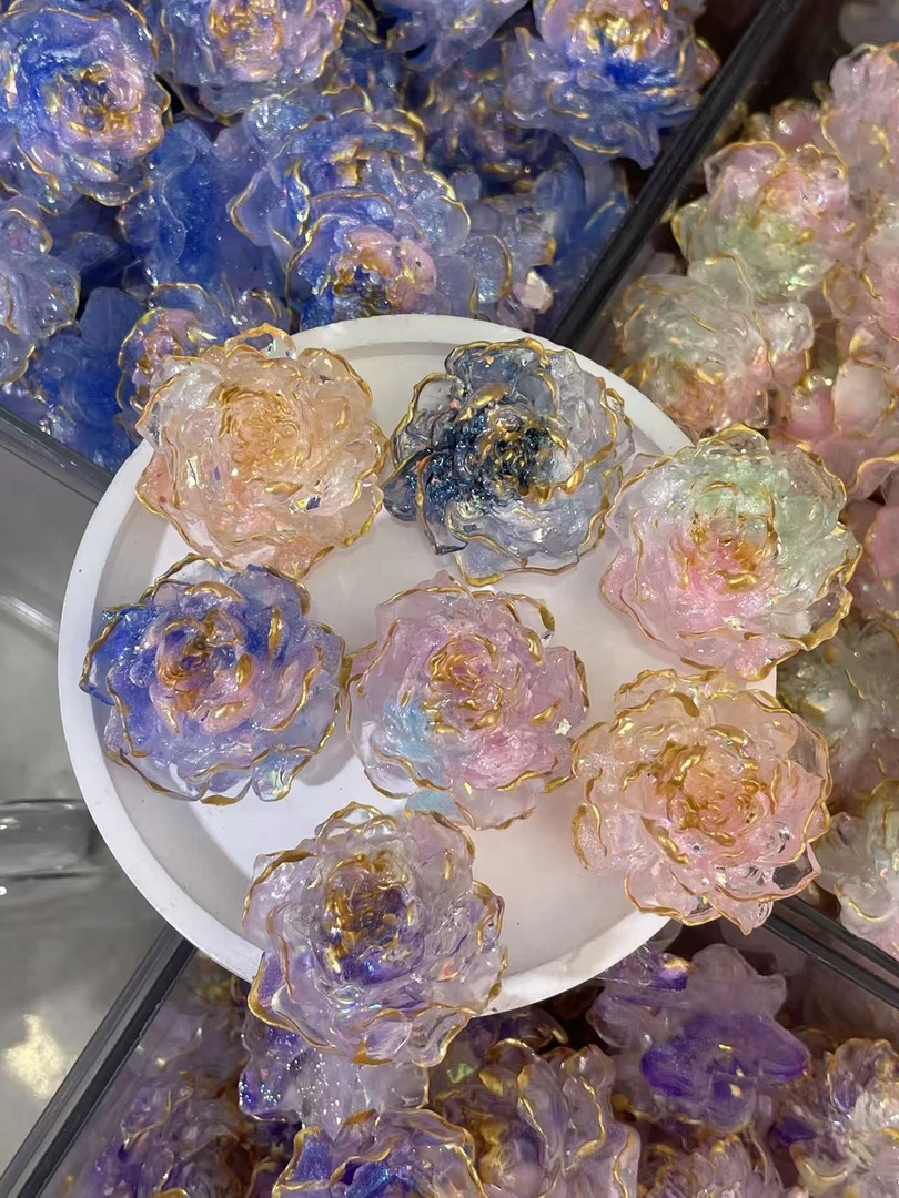 「扎染大手搓玫瑰 」手工DIY饰品奶油胶手机壳发饰冰箱贴树脂花配件