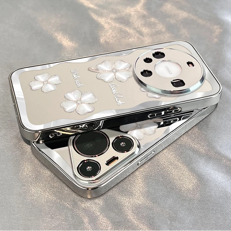 适用华为pura70pro手机壳电镀镜面男女款创意网红ins轻奢小众高级