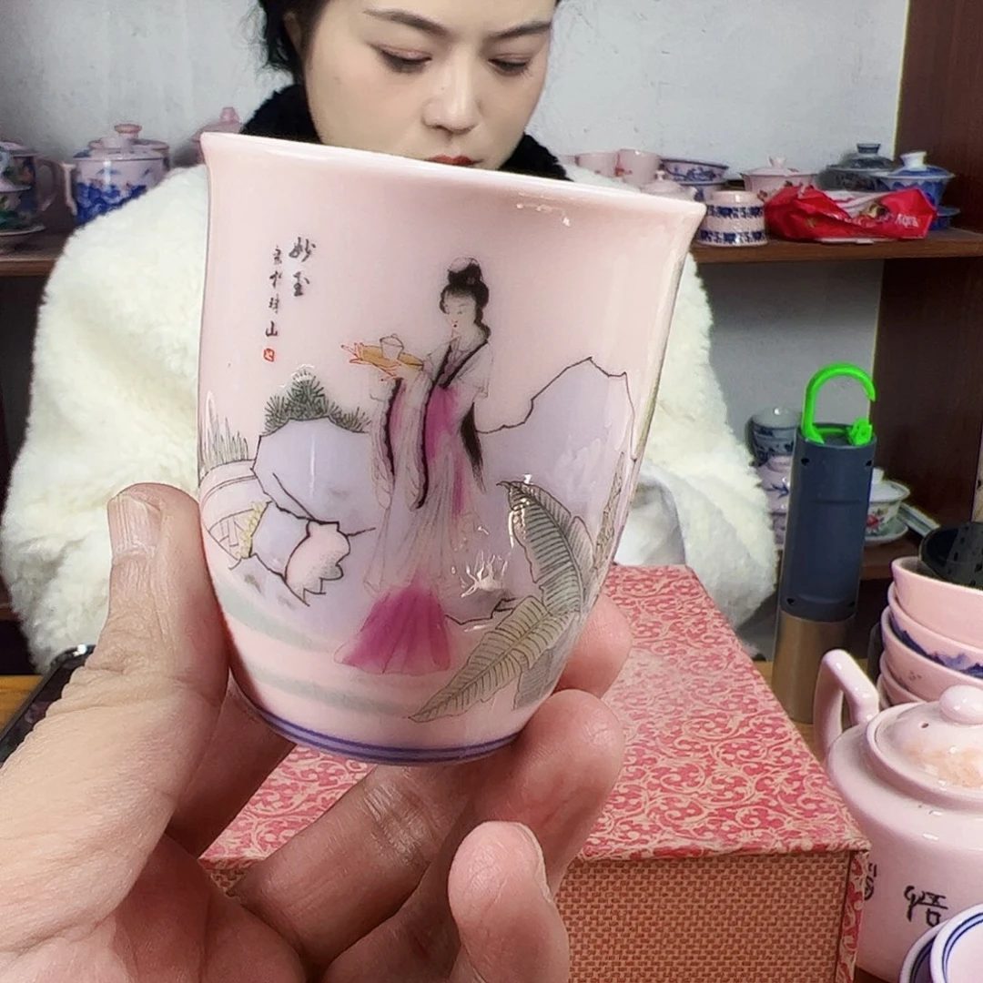 摆件陶景德镇红xixi杯单只（画面随机）