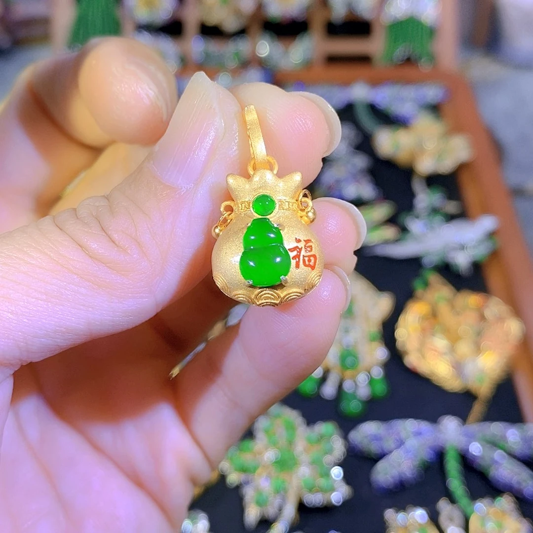 吊坠(不含链)银S925镶嵌翡翠