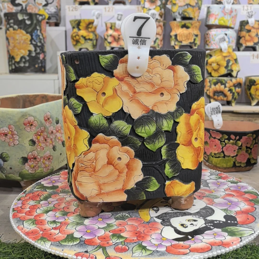 红泥花盆景德镇陶瓷