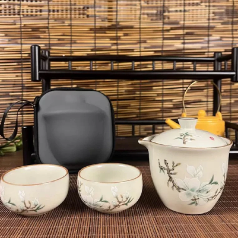 旅行茶具玉兰花汝窑A38