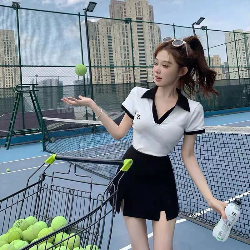 甜辣学院风御姐高级感轻熟风网球运动连衣裙子JK制服套装辣妹女夏
