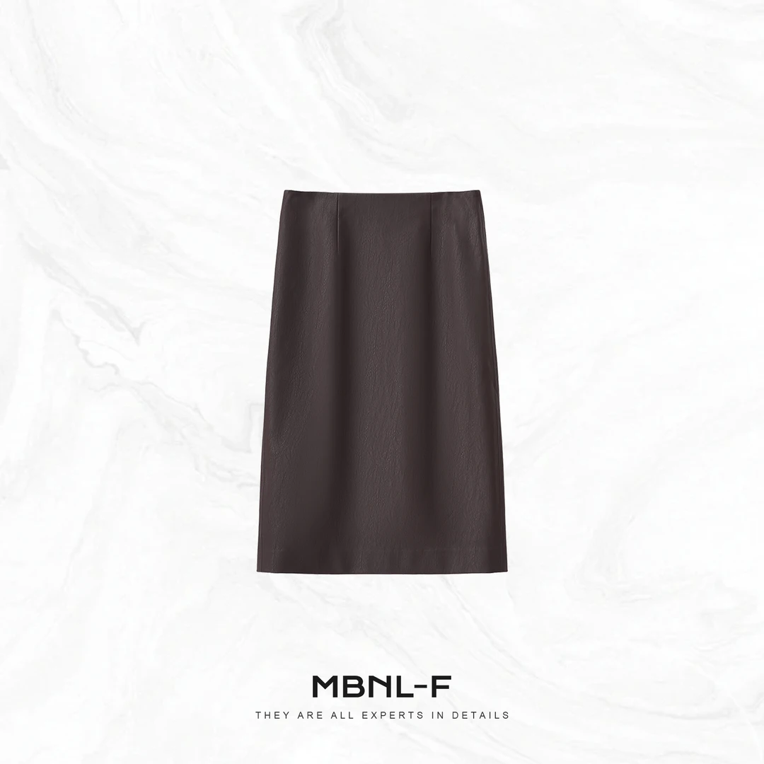 MBNL-F“Aertyi 格雷棕调” 欧式老钱调直筒皮半裙 秦磊XM-XQZ2543