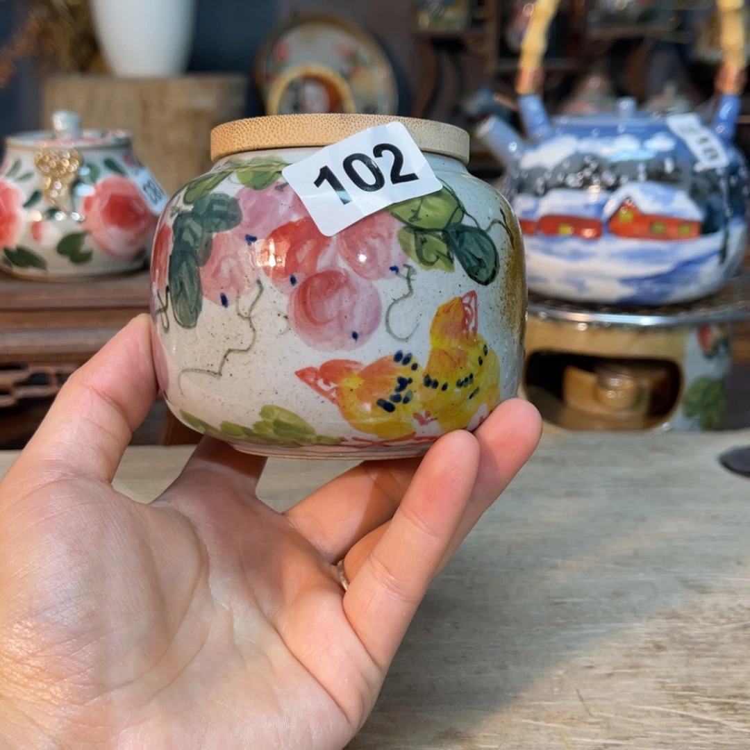 壶素浅陶瓷手工手绘