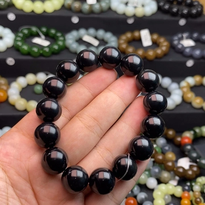 手串未镶嵌和田玉Q墨玉卡14