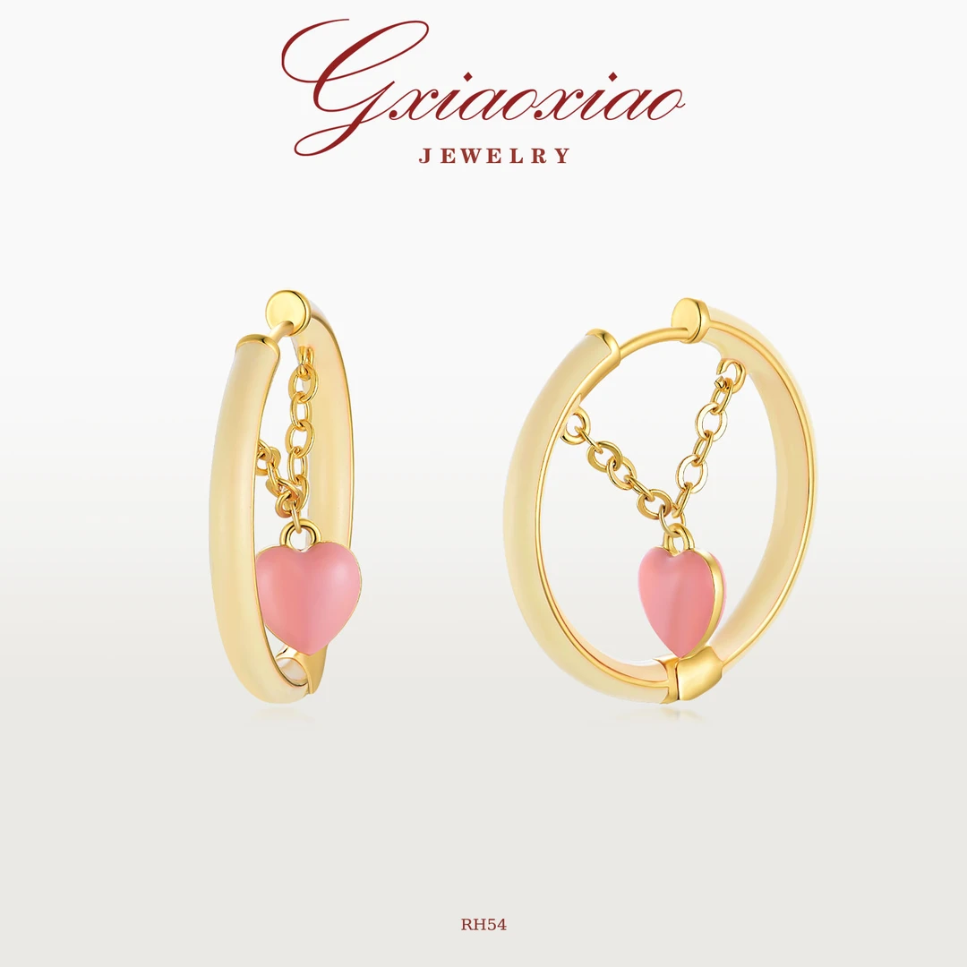 G XIAOXIAO 镀K金【甜心少女】时尚气质百搭甜美爱心耳环 RH54