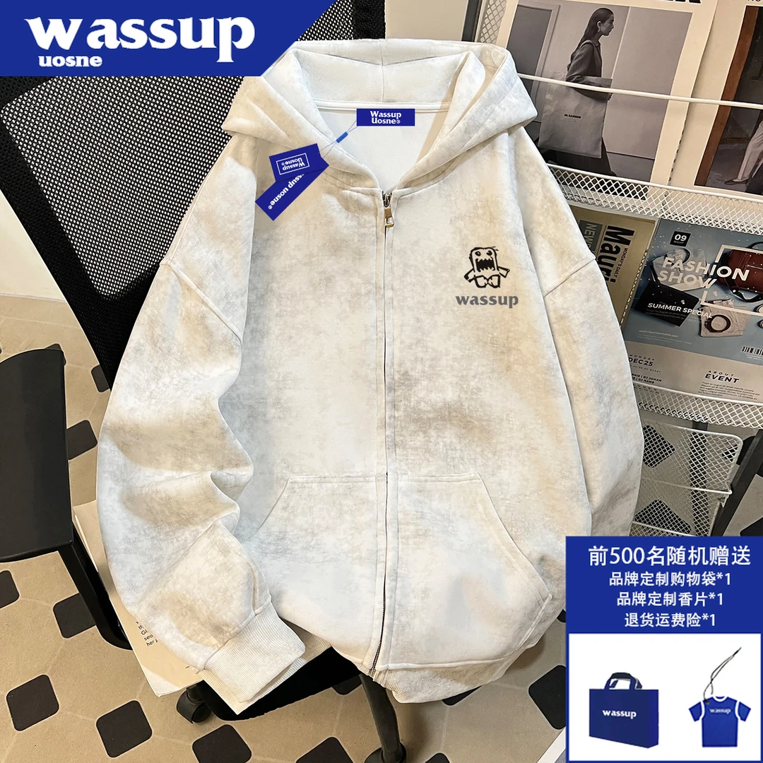 街头vibe潮流连帽卫衣男秋季cleanfit玩趣挺阔短宽重磅开衫上衣服