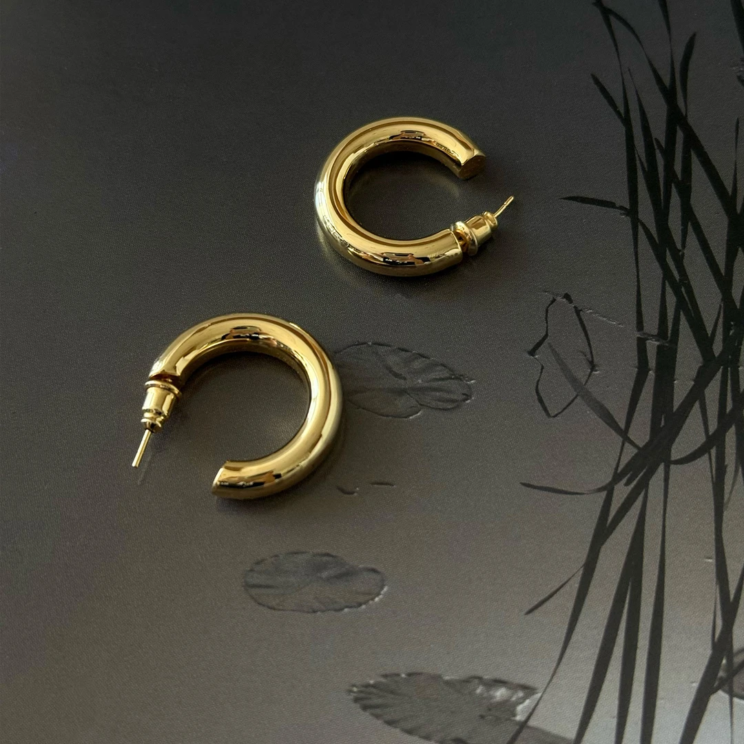 铜合金耳饰 KEEP KAPU靠谱【ins博主】C型管简约轻奢耳环KP253252