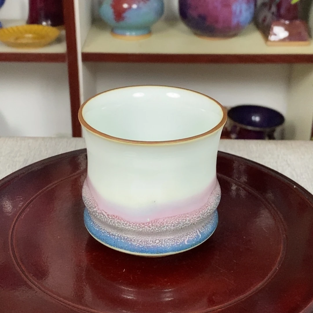 杯钧瓷主人杯竹节杯手拉胚原矿窑变山水风光