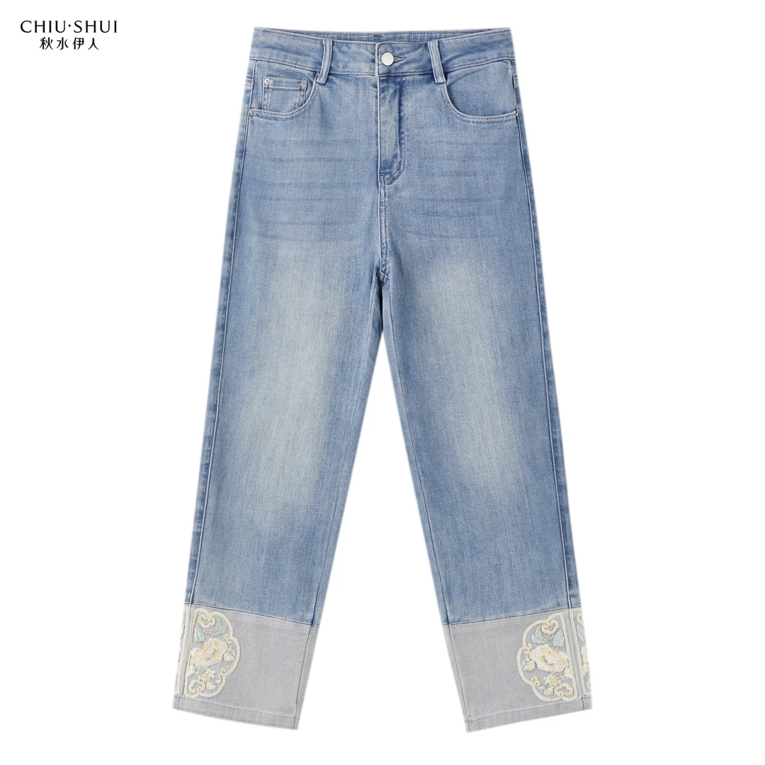【丽公主】秋水伊人时尚裤子商场同款绣花牛仔裤K14203BK173830