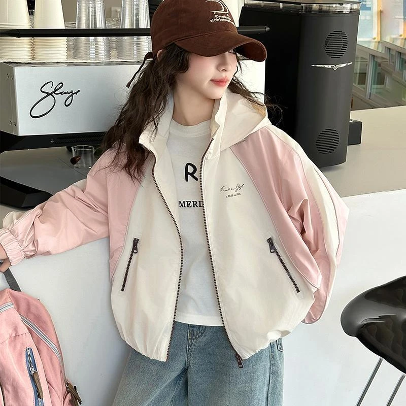 女童春秋款韩版休闲连帽外套中大童小女孩洋气时髦儿童冲锋衣秋装