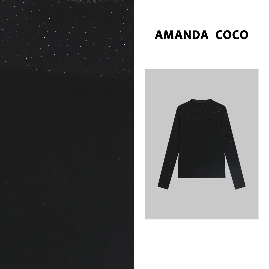 TT#小众设计~高定烫钻百搭打底毛衣