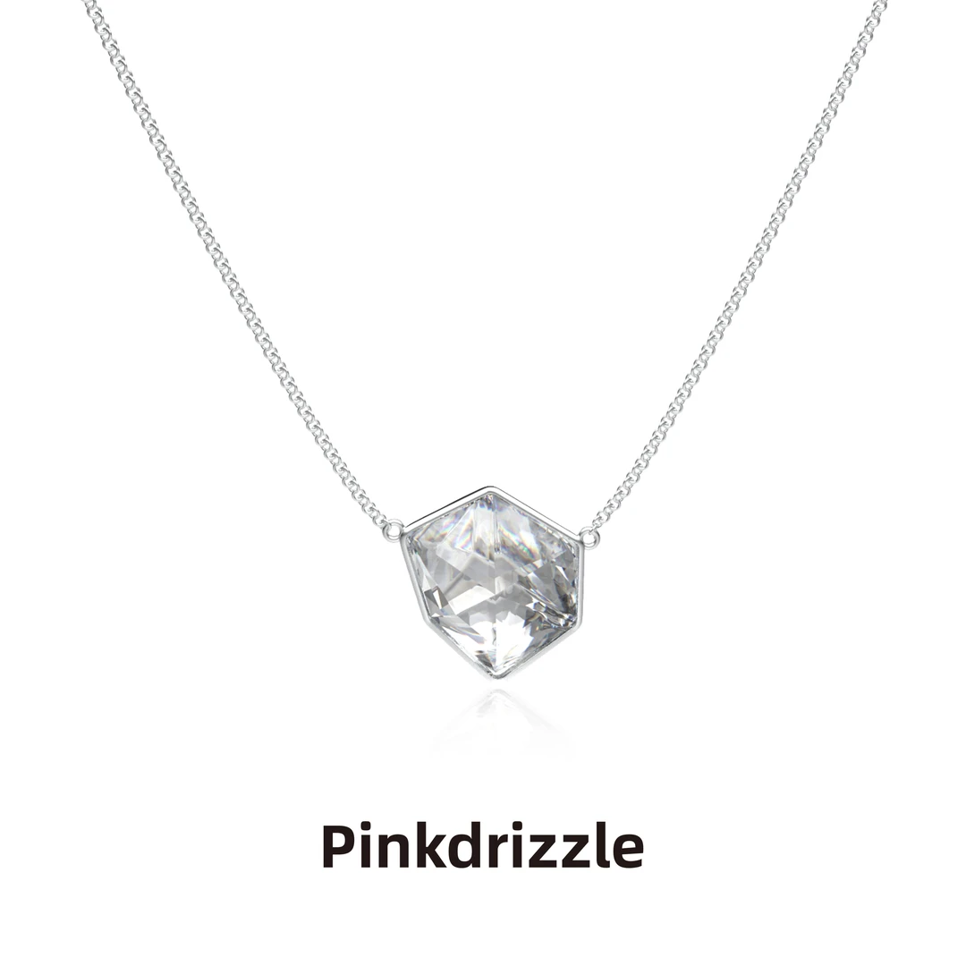 Pinkdrizzle 铜合金项链 菱曜星辰几何镶嵌项链简约百搭设计感