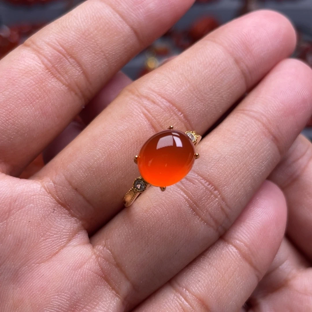 南红玛瑙银S925镶嵌珠宝奇石