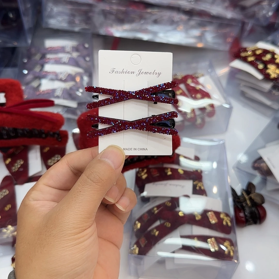 布艺非金属X06红色X压夹2个