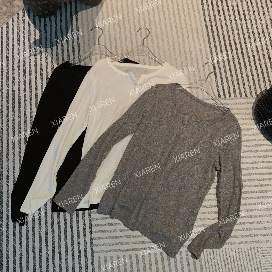 XIAREN【剪刀领天丝羊毛T】纯欲慵懒风女装洋气衣服女上衣休闲显瘦
