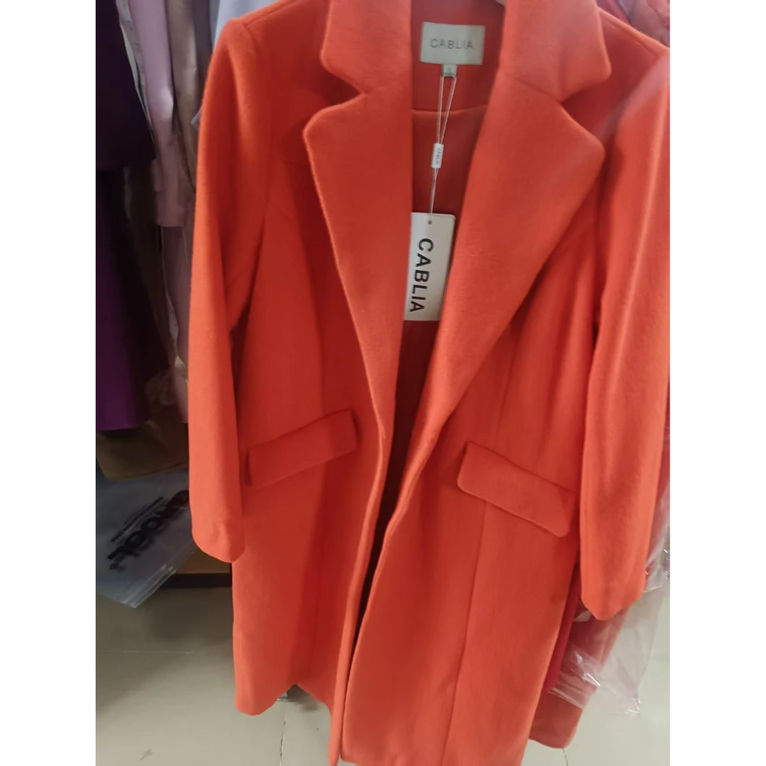 225-中长款女常规款秋冬长款毛呢外套上衣呢大衣外套潮流