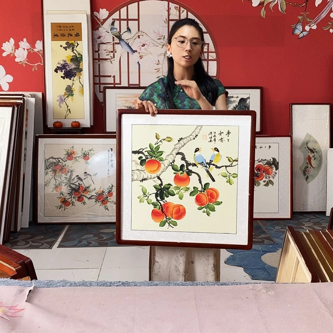 国画手写手绘带框包邮62✖️62国画作品