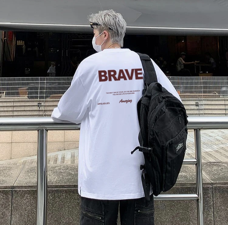 美式重磅小众印花纯棉T恤i秋季设计感潮流情侣装束手宽松长袖