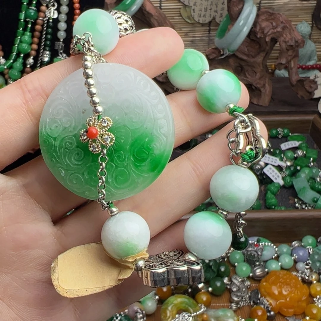 峥***月手链翡翠未镶嵌吊坠