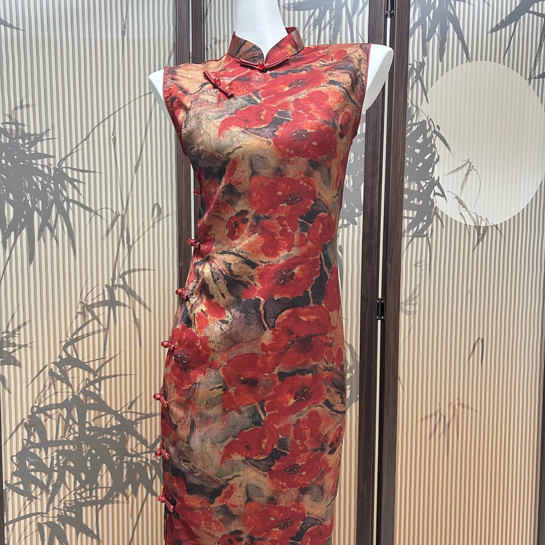 2025春夏古法全开襟半开襟港风无袖复古旗袍气质日常可穿新款女